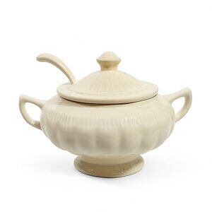 Ironstone Soup Tureen with Landle California US Pottery Vintage White Ceramic Mi